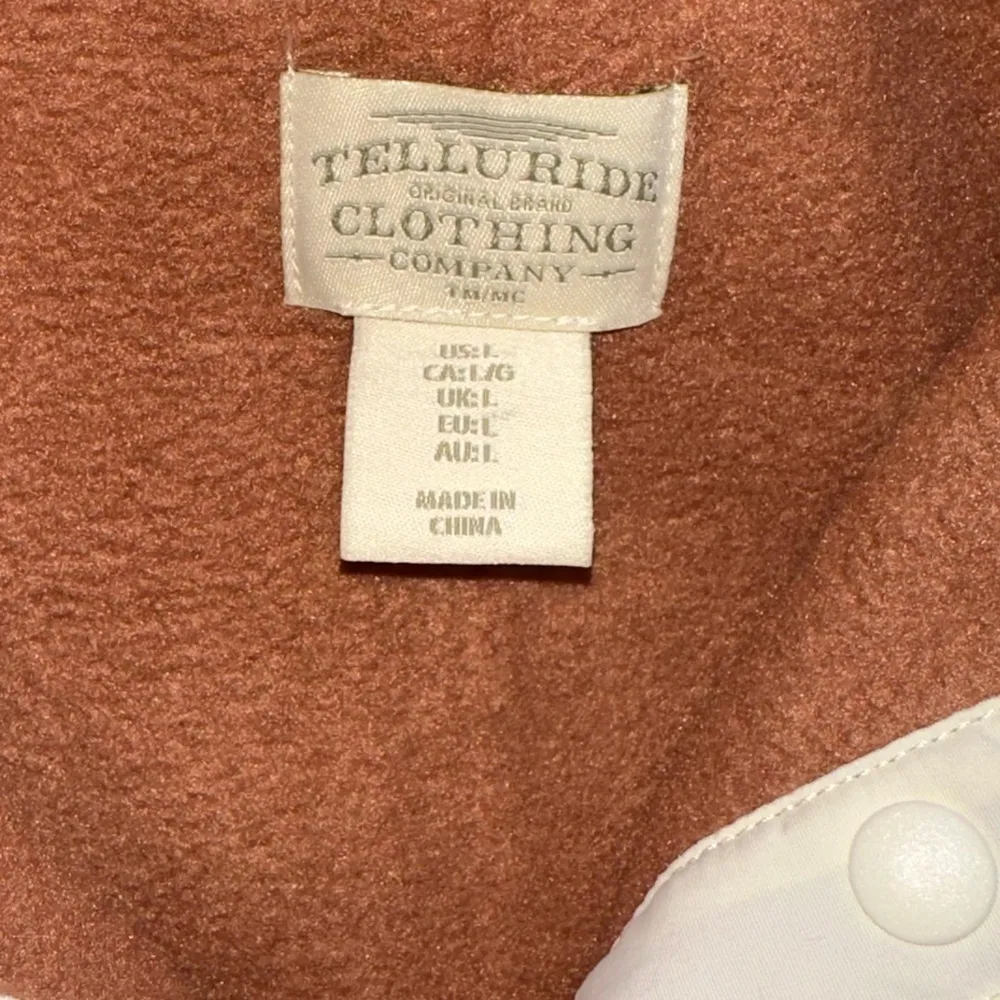 Telluride Clothing Company Fleece Snap Popover Sweater Large Orange - Image 4