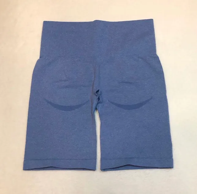 Blue Seamless Contouring Biker Shorts - Image 3