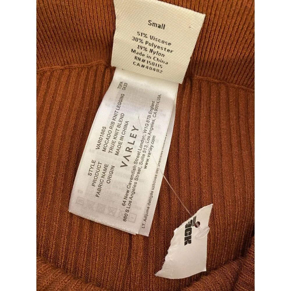 NWT Varley Mocado Rib Knit Legging Tortoise Shell Brown Soft $118 Warm S Cocoa - Image 13