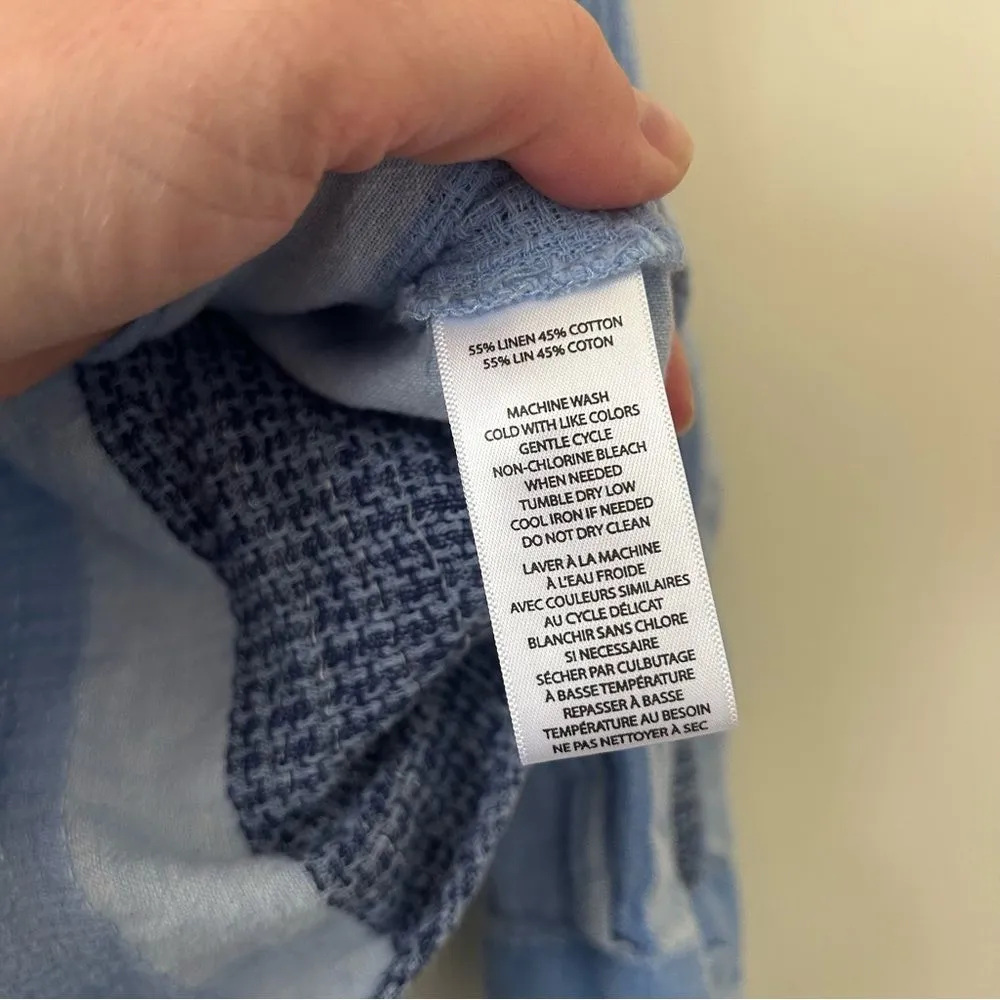 BeachLunchLounge Striped Chambray Cotton Linen Button Down Shirt Women's Small - Image 4