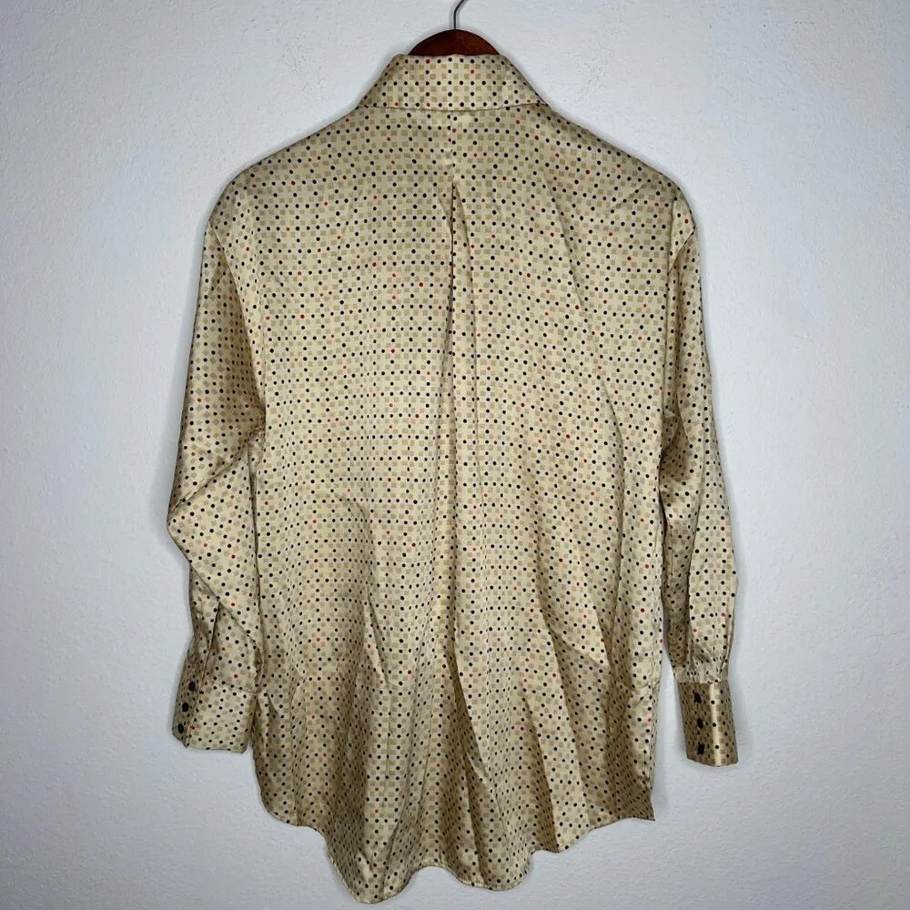 Zara Basics polyester geometric gold button up blouse Sz M‎ - Image 2