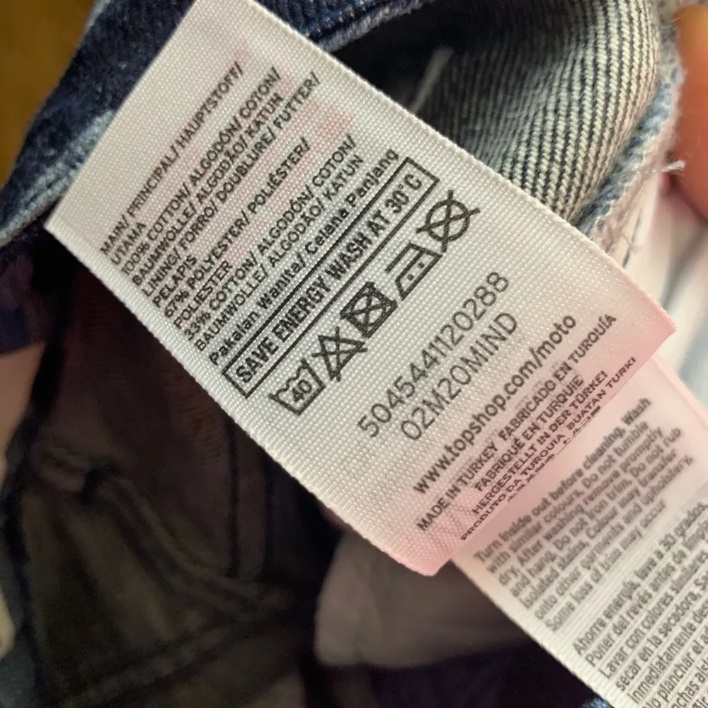 Topshop Diamante Mom Wedgie Camo High Waisted High Rise Jeans Blue Crop Y2K - Image 2