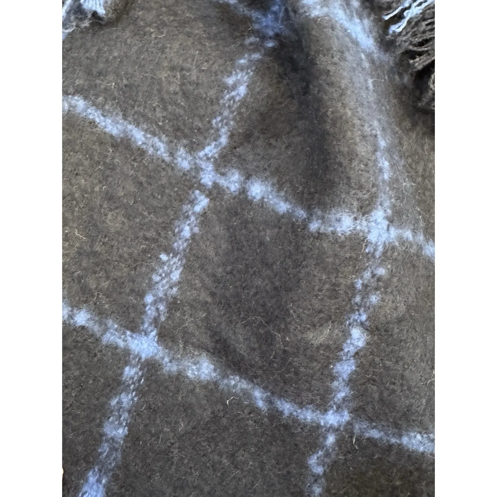 Lauren Ralph Lauren Blue Checked Large Scarf Shawl‎ 25•84" Fringe - Image 2