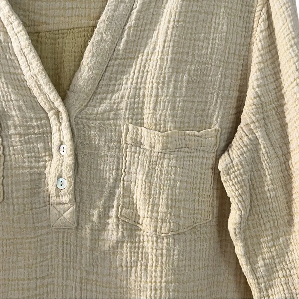 SOFT SURROUNDINGS Gauze Long Sleeve Cotton Butter Yellow Tunic Top Sz XL - Image 4