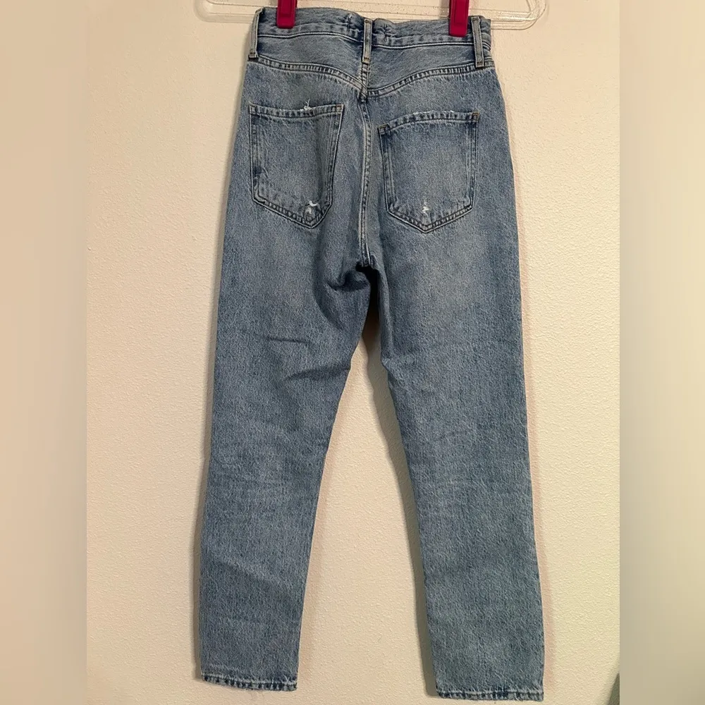 Agolde Riley Distressed Straight Leg Button Fly Jeans - Image 7