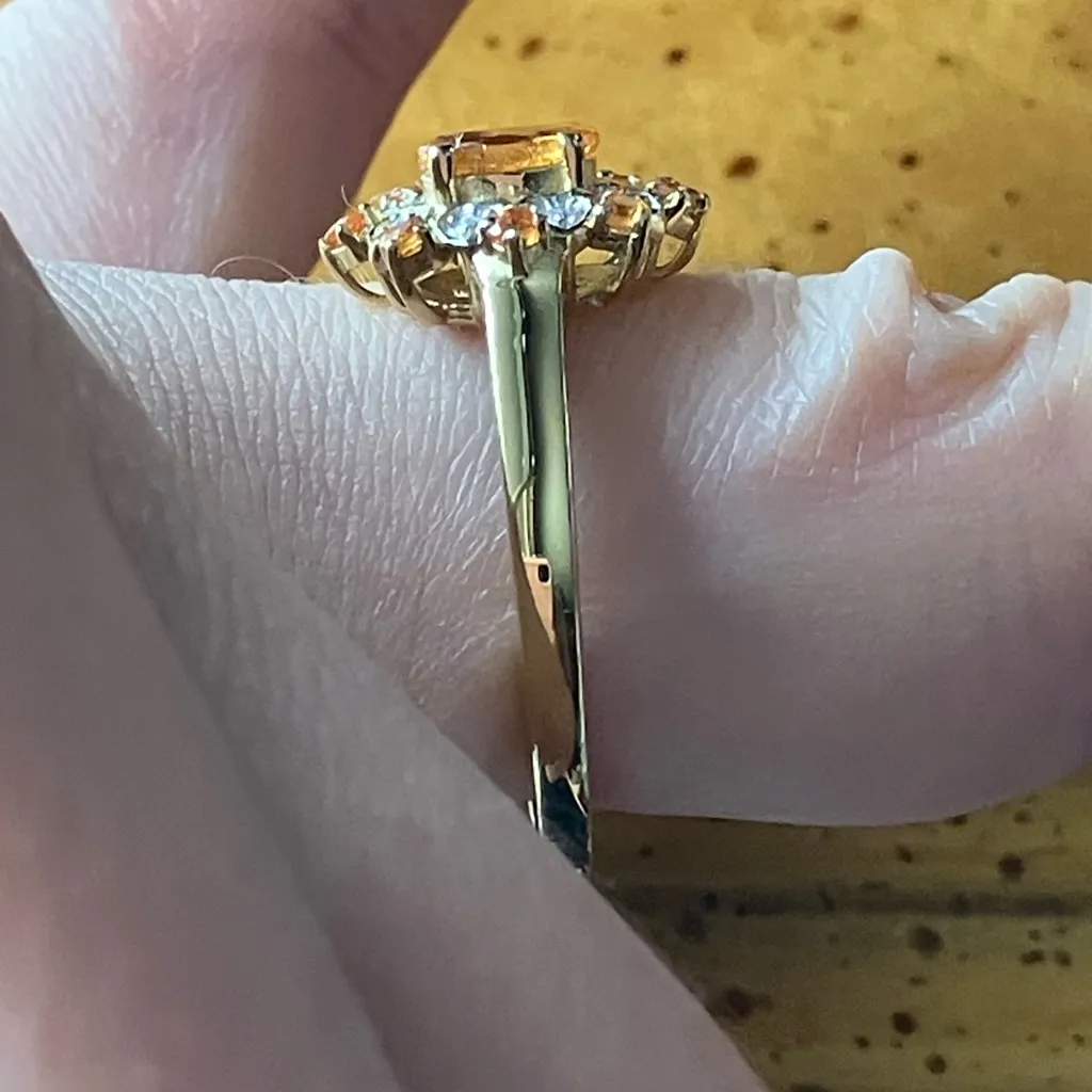 Natural Orange Garnet Moissanite Sterling Silver Ring Size 8 Gold - Image 3