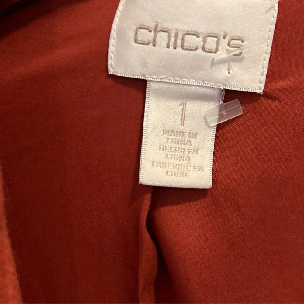 Chico's Women's Burnt Orange Open Front Jacket Size 1 Long Sleeve Casual - Image 4