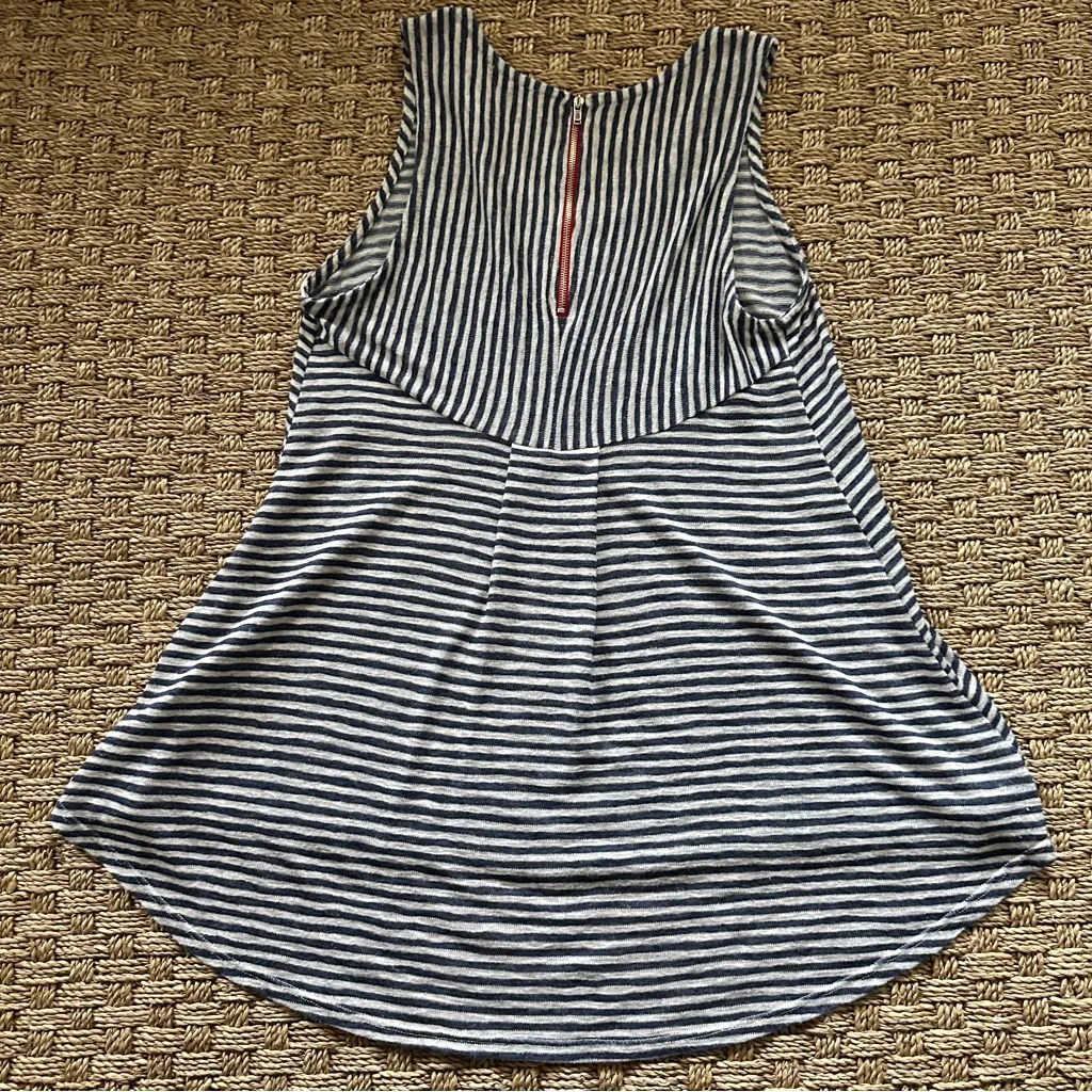 Anthropologie W5 Lagenlook Linen Blend Blue White Striped Tunic Shirt S USA - Image 9