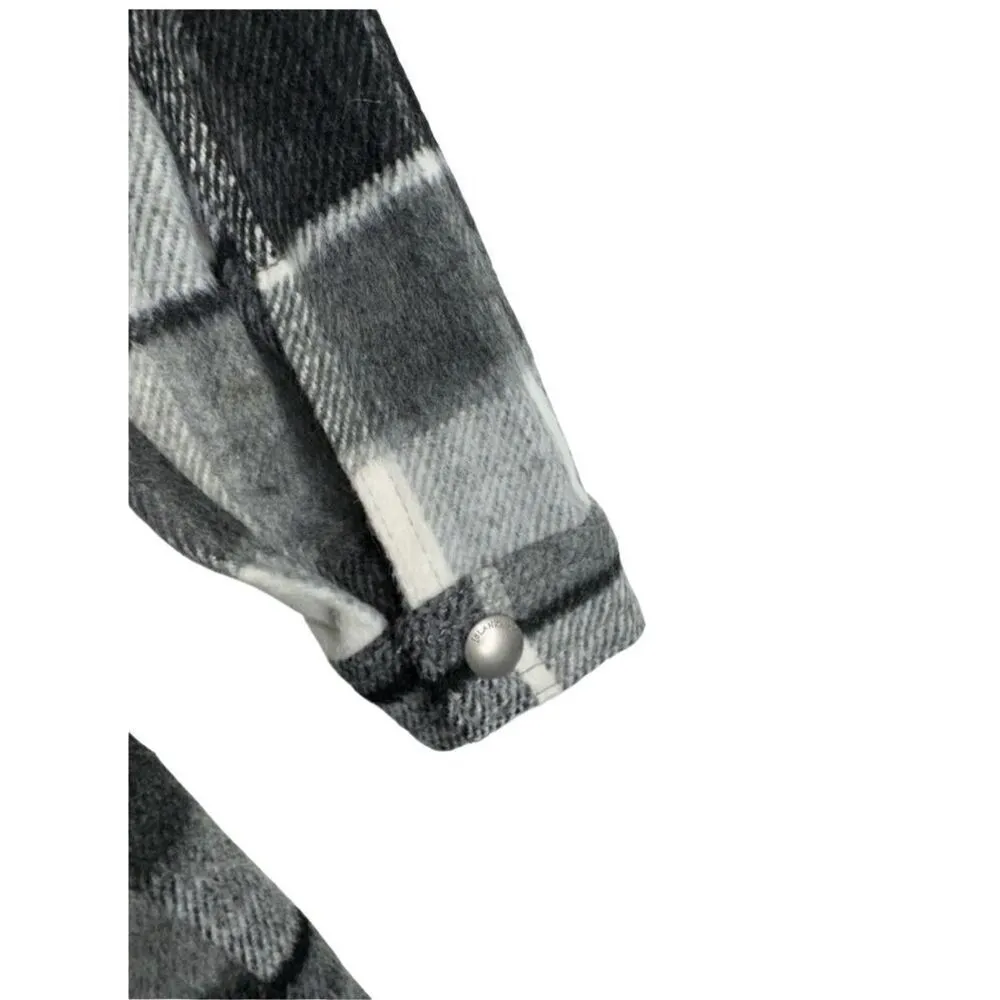 Blank NYC Flannel Jacket Size Small Gray Tie Front Black Buttoned Long Sleeve - Image 8