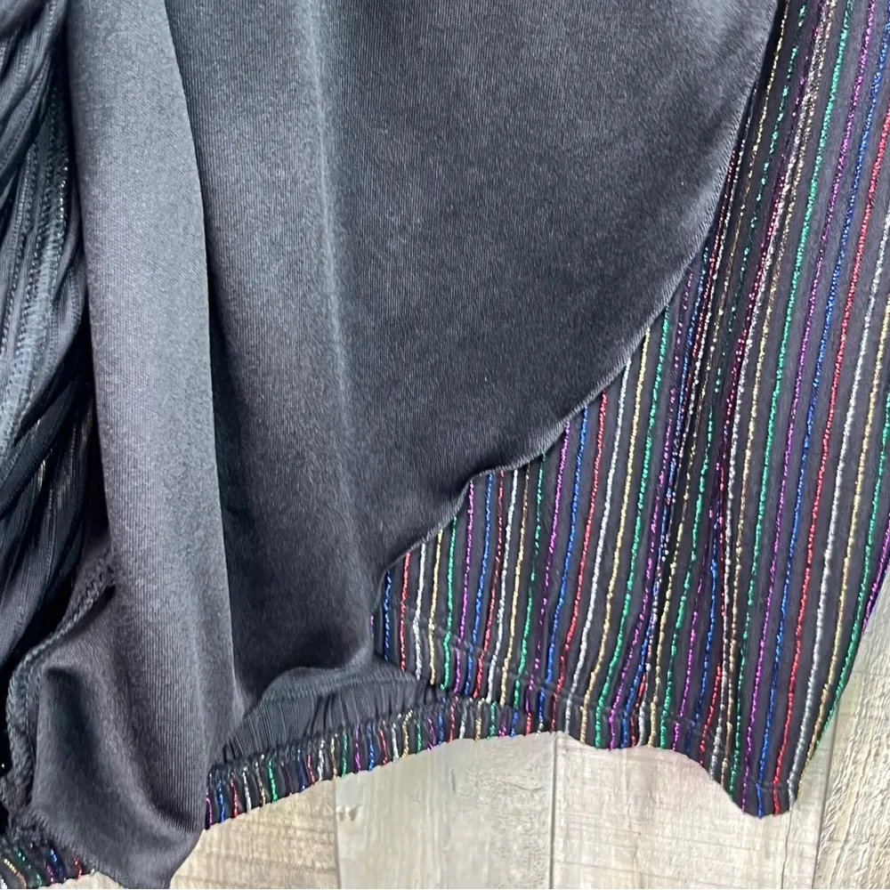 Flaw/City Studio XXS Metallic Pin Striped Black Sheath Dress Tulip Style Bottom - Image 7