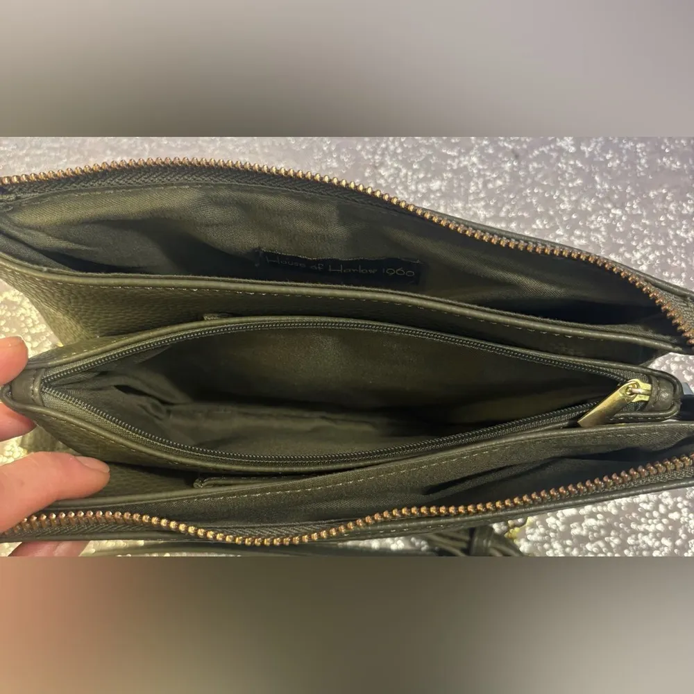 Olive green House of Harlow 1960 leather Crossbody Bag - Image 6