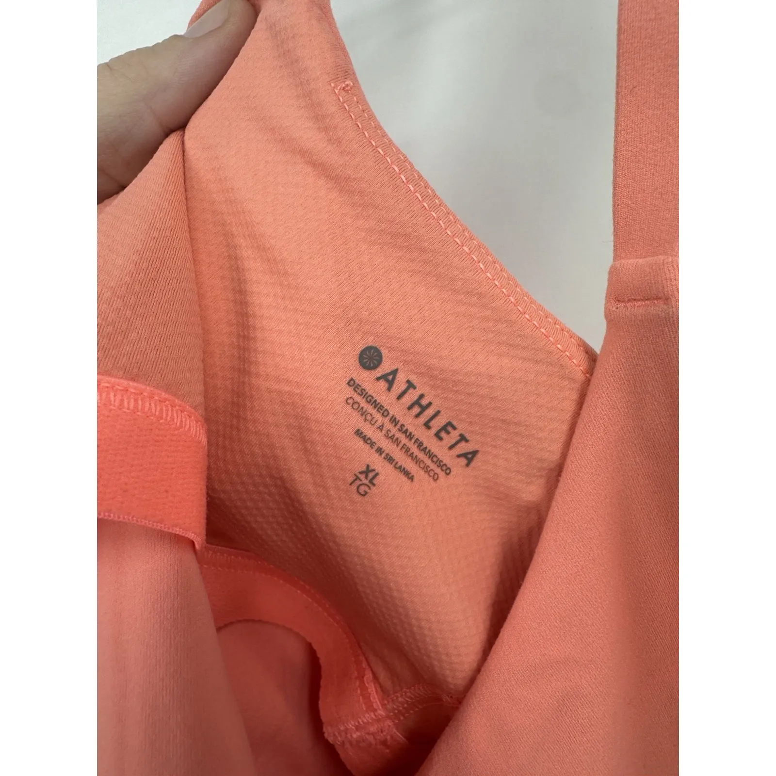 Athleta Elevation Longline Sports Bra Women XL Coral Athletic Workout Yoga Gym - Image 4