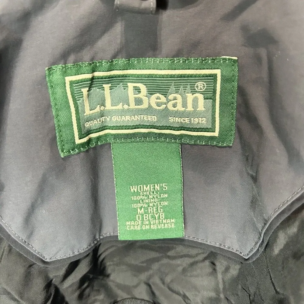 LL Bean Jacket Womens Medium Gray Hooded Jacket Windbreaker Nylon Vintage - Image 10