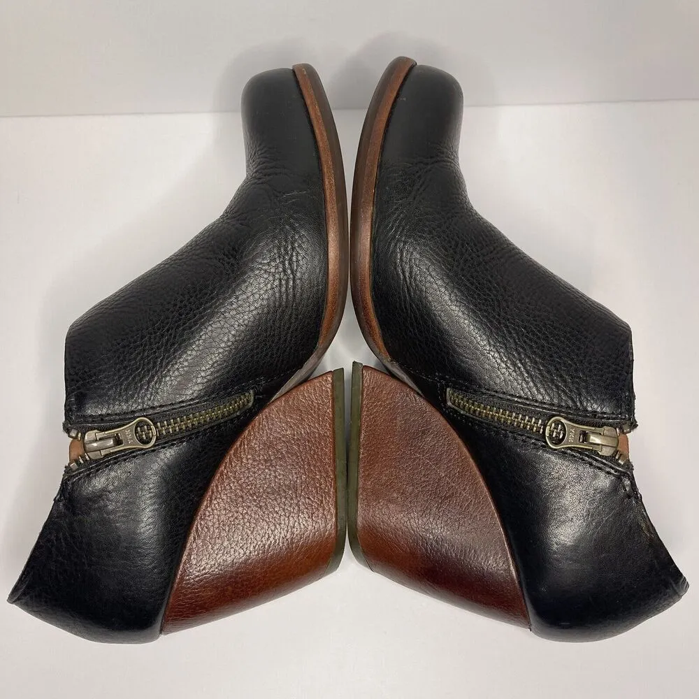 Kork-Ease Holmes Women Sz 8 Black Leather Zip Wedge Ankle Booties Shoes Comfort - Image 7