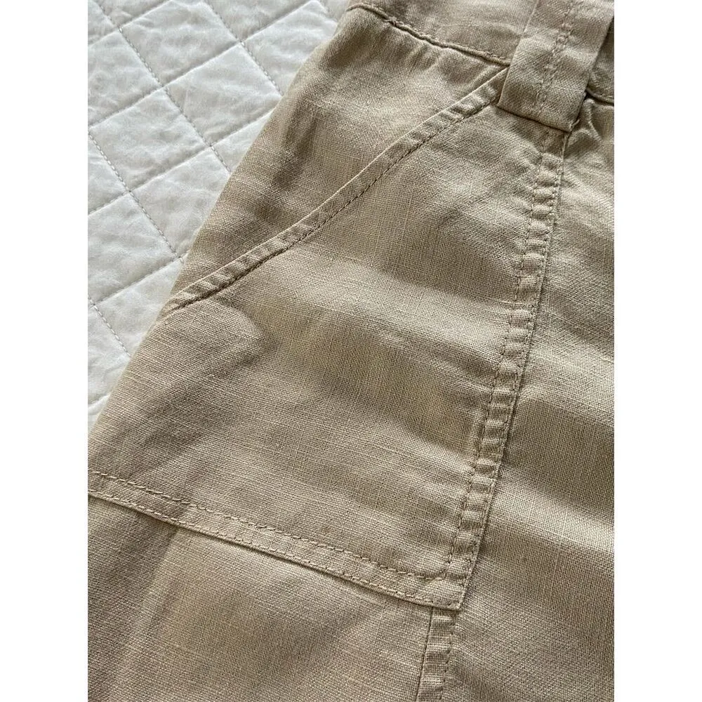 Eddie Bauer A Line Linen Midi Skirt Tan Size 6 Minimalist•Old Money•Coastal - Image 8