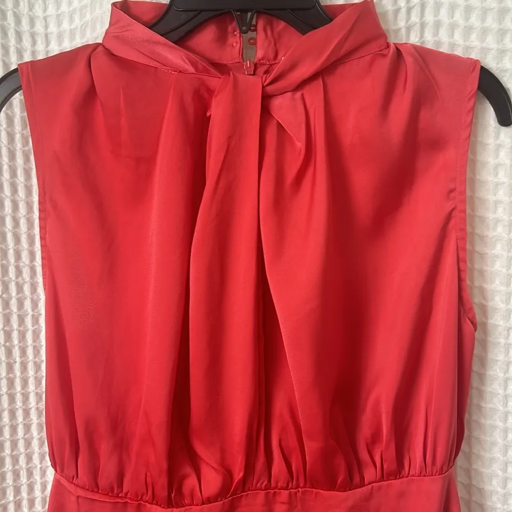 NWT She + Sky Sleeveless Satin Silk Dress with Twist Front High Neck Band Detail - Image 2