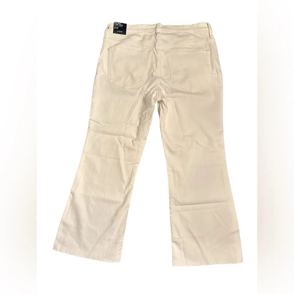 J Crew Factory Mid Rise Flare crop jean stretch seashell white Size 31P NWT - Image 3