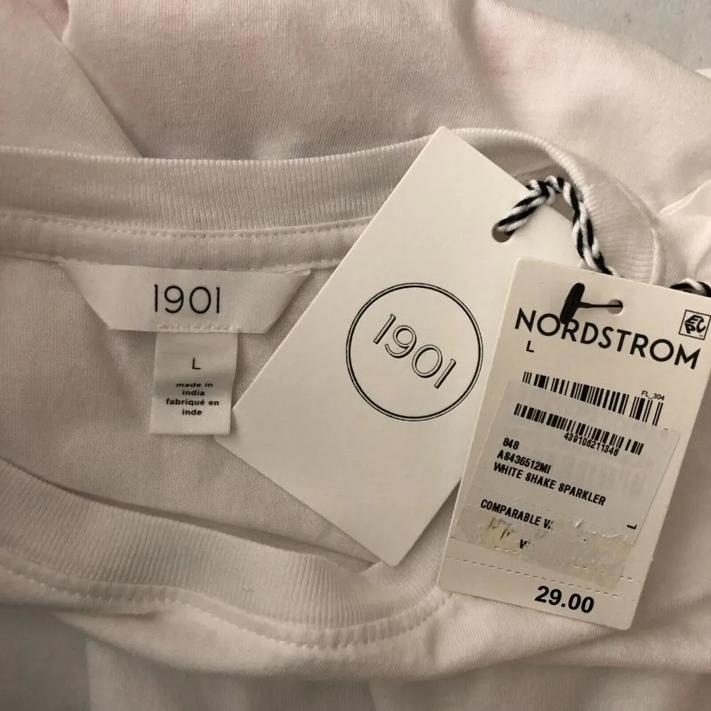 1901 Womens T Shirt Top Shake Your Sparkler 4th of July USA White Size L - Image 3