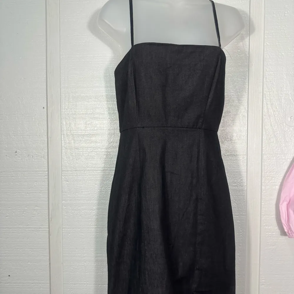 Lulus Black Denim Spaghetti Strap Dress Size EUC - Image 3