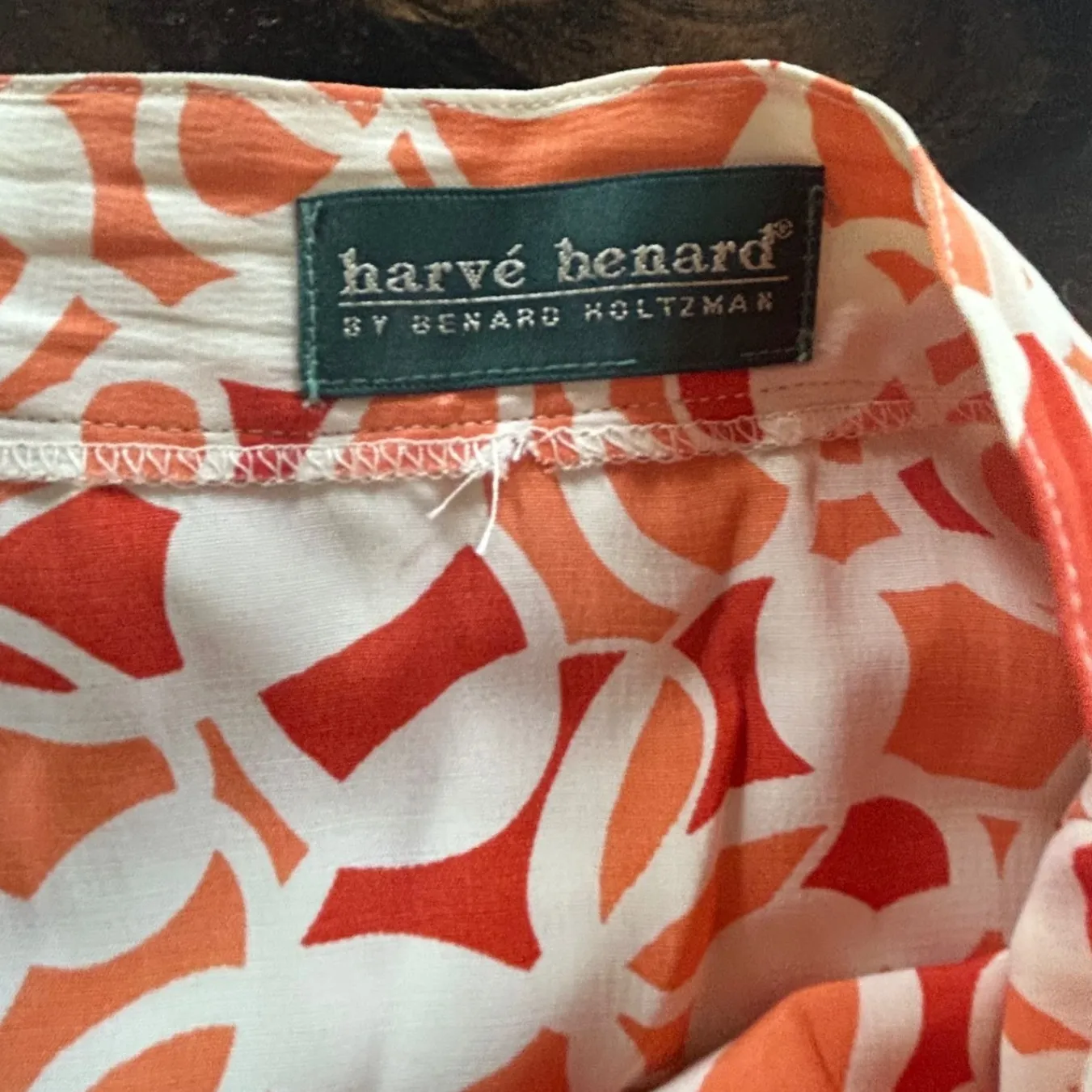 Harve Bernard Vintage Geometric Skirt Orange Red White Abstract Print Midi Women - Image 6