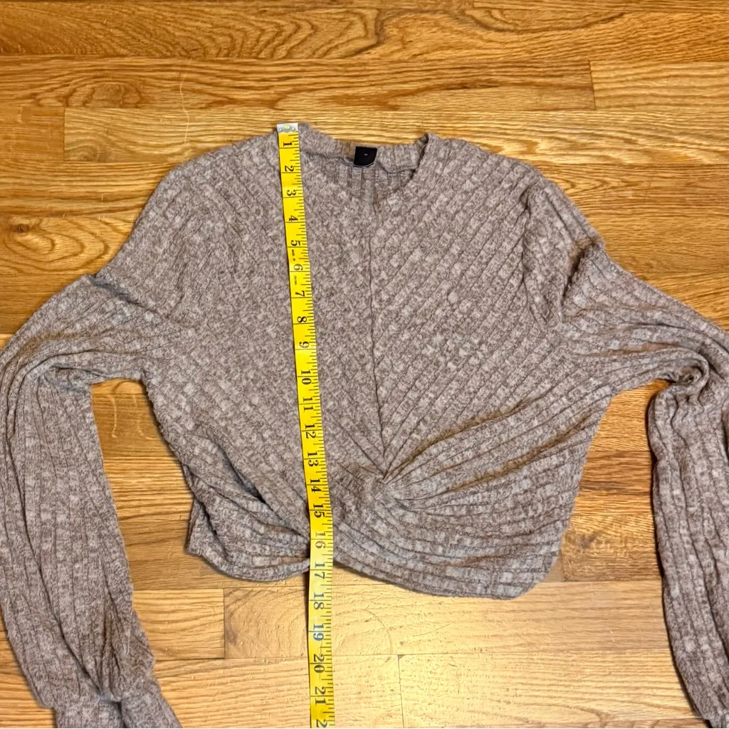 Shein Women’s Large Brown Ribbed Flare Pants Long Sleeve Crop Top Matching Set - Image 8