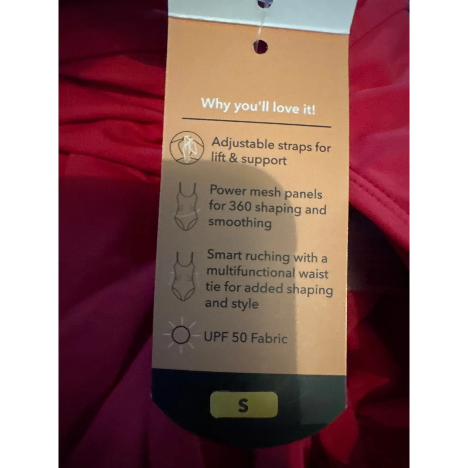 Brand New Shapermint Essentials Women's Small Pink One Piece Swimsuit Tie Belt - Image 9