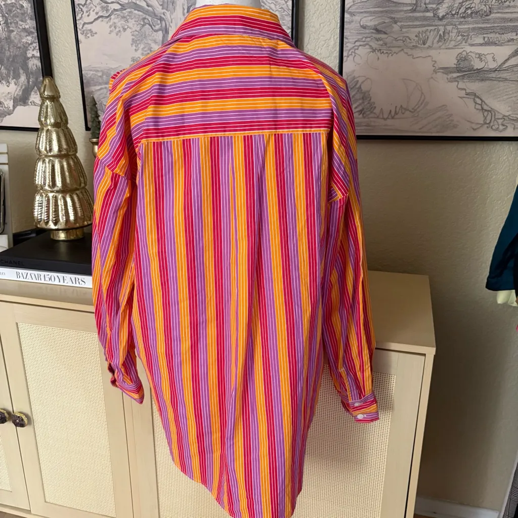 L*Space Santa Cruz Tunic Button Down In Bondi Babe Stripe Size Small NWT - Image 5