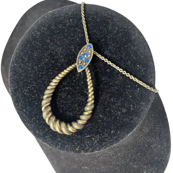 Medieval Fantasy Egyptian Teardrop Rope Pendant Necklace Blue Stones Extender - Image 8