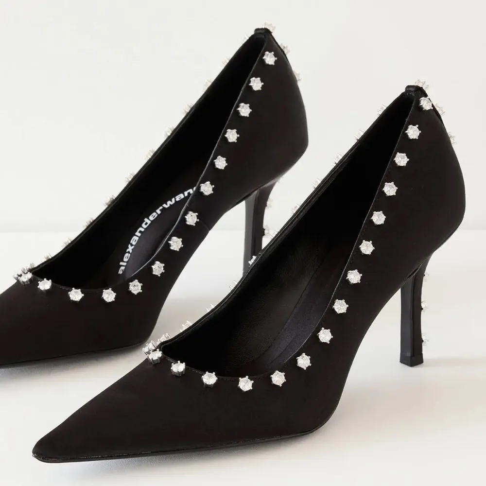 Alexander Wang Delphine 85 Crystal Stud Pump, Black Size 37.5 New + DustBag $895 - Image 2