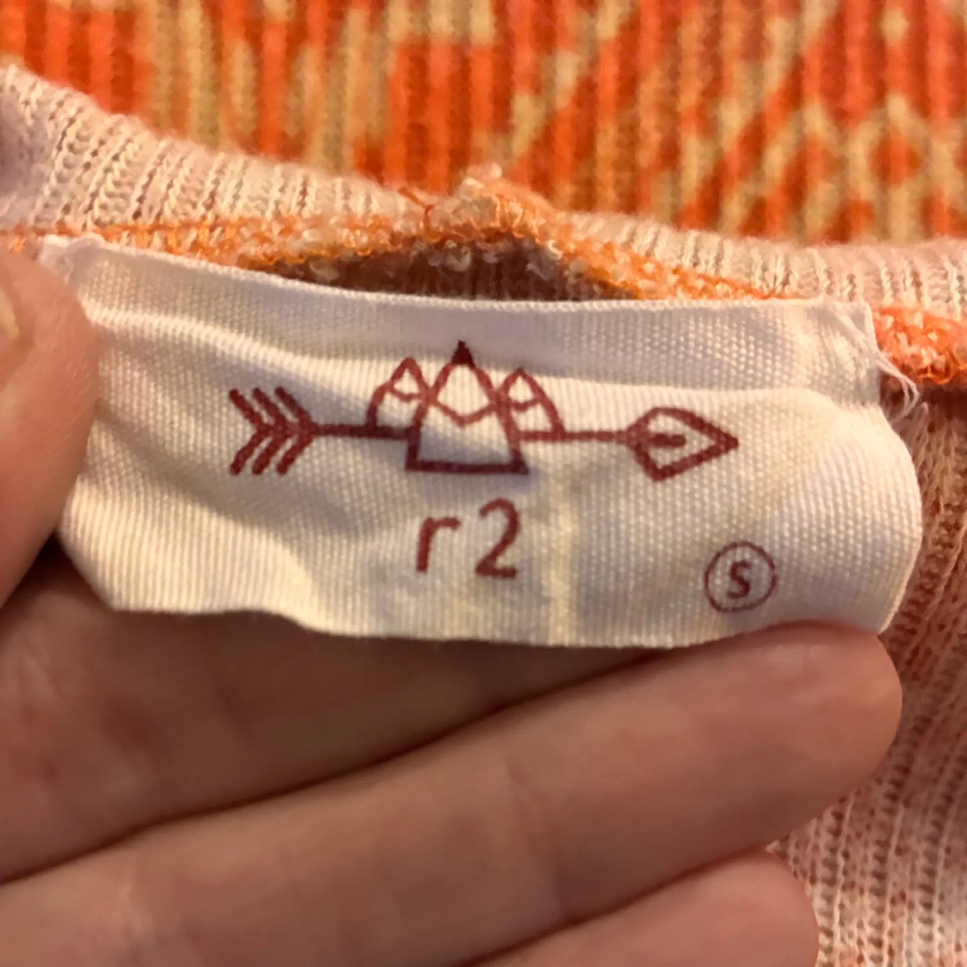 r2 Orange Geometric Pattern, Hooded Western Inspired Top - Image 8