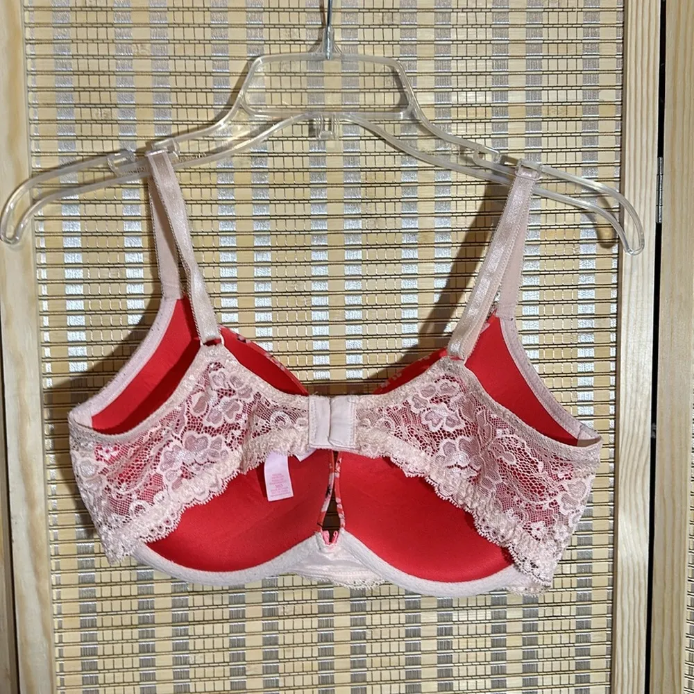 Victoria's Secret Dream Angels Push Up Bra Orange Cherry Blossoms Lace 36D - Image 9