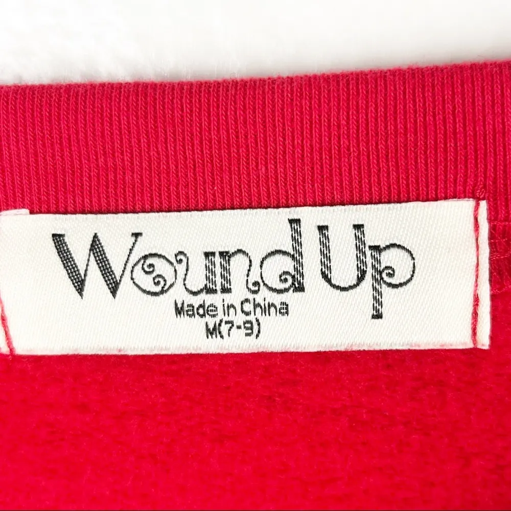 WOUND UP RED Christmas Graphic Long Sleeves Sweatshirt, Size Medium - Image 5