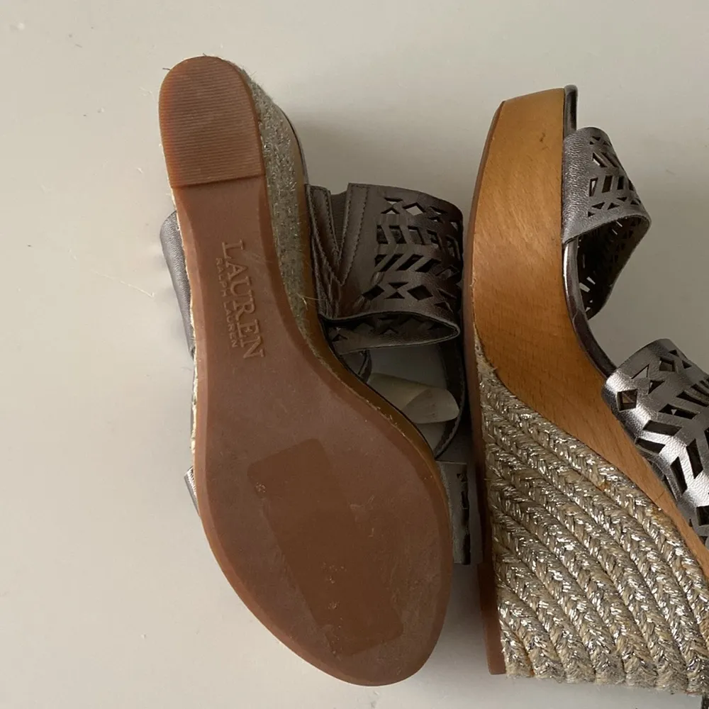 Lauren Ralph Lauren Georgina Espadrilles platform wedges silver metallic Sz 8 - Image 10