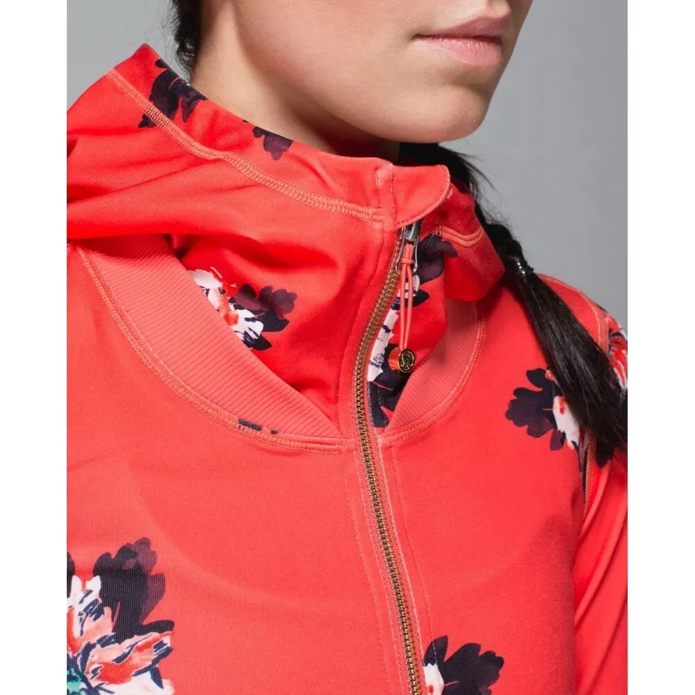 Lululemon Namaskar Hoodie Sweater Atomic Flower Parfait Orange Size 6 Full Zip - Image 3