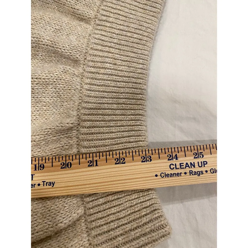 Aerie Mock Neck Chunky-Knit Acrylic Blend Sweater Stripe Beige Womens Size Large - Image 10