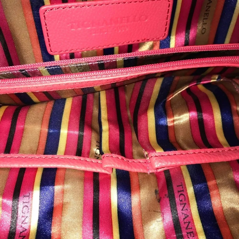 TIGNANELLO PINK MULTI POCKET STRIPED INSIDE HANDBAG WITH TASSLE - Image 4