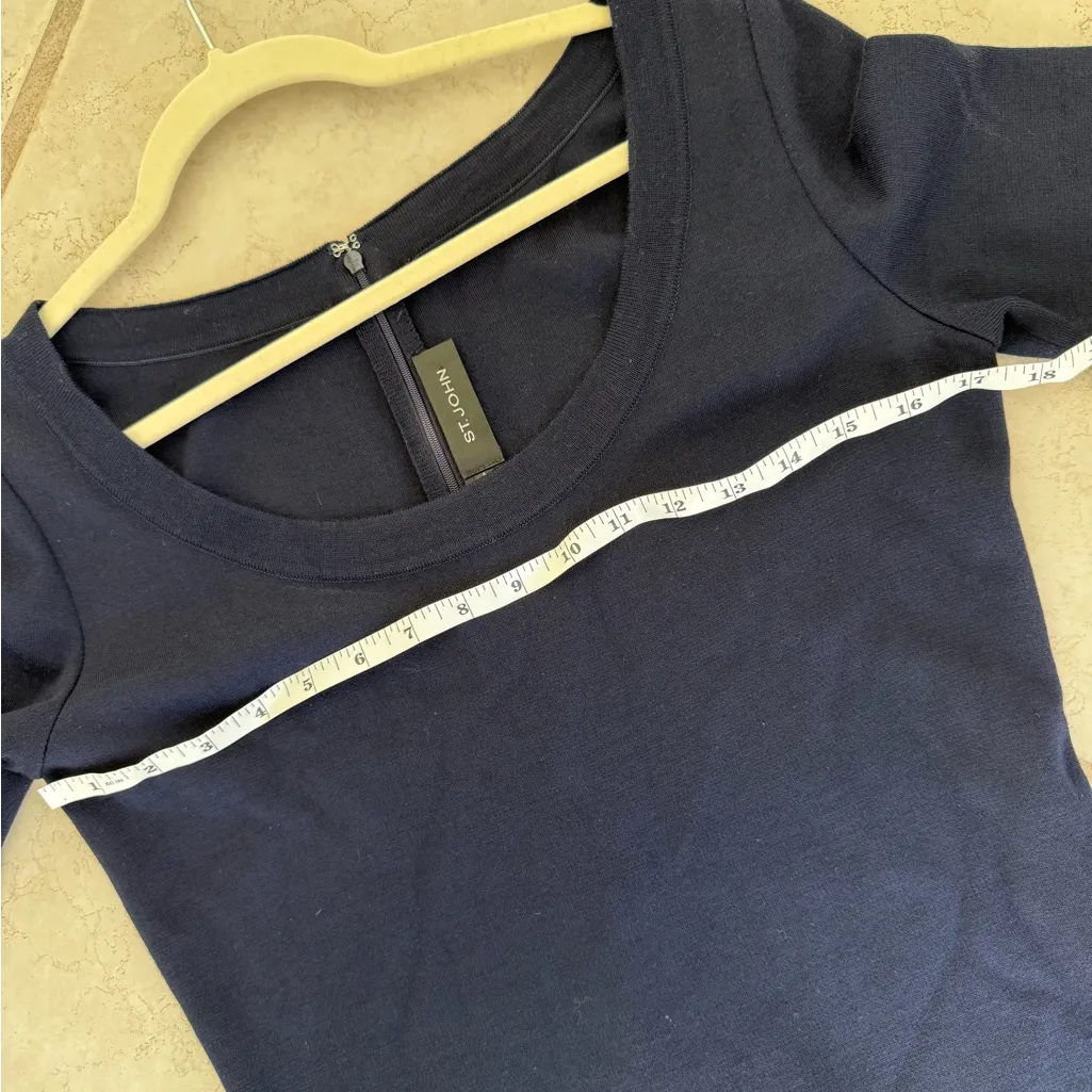 St. John Women's Navy Blue Dress Size 6 Wool Blend Winter Classic Comfy Zipper - Image 7