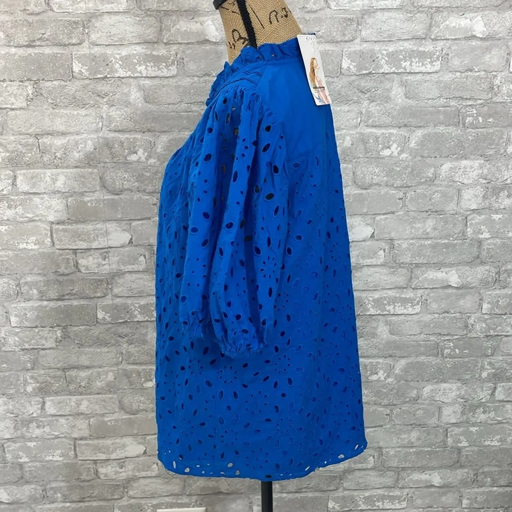PrettyGarden Blue Eyelet Top - Image 3
