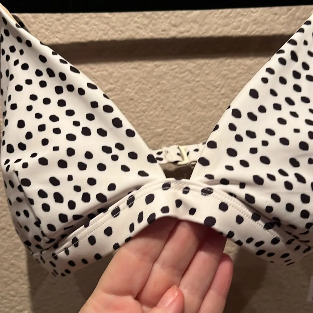 Old Navy New  Polka Dot String Bikini Triangle Bikini Top Black White XS - Image 3