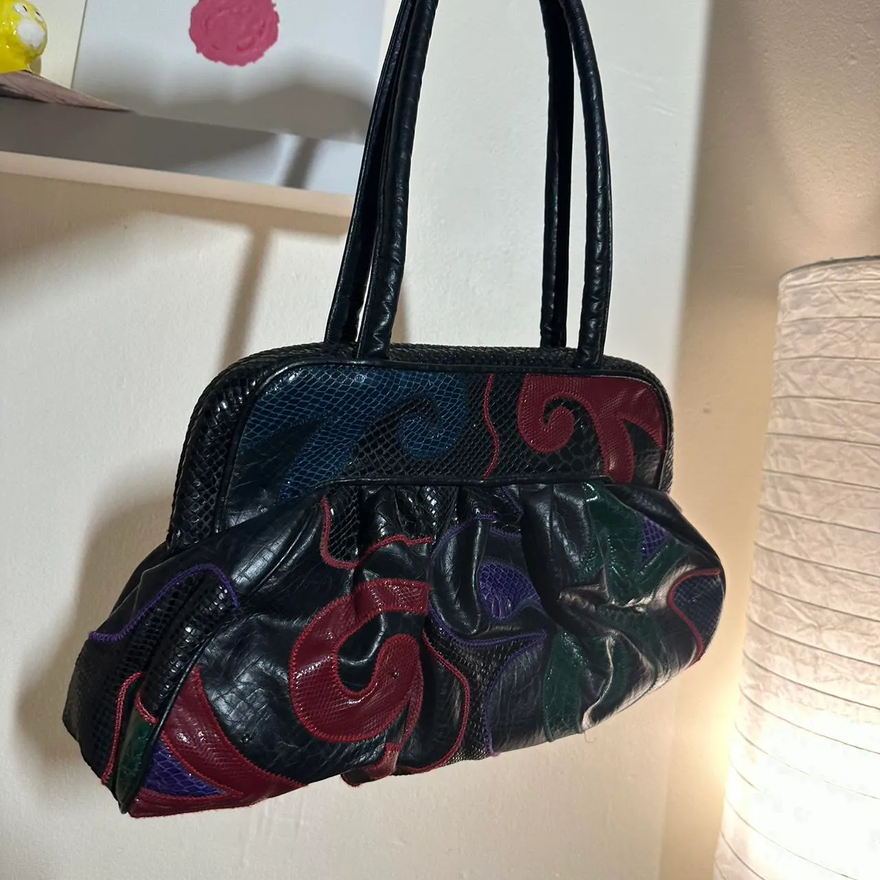 Vintage Canvas Leather 80s Shoulder Purse - Image 2