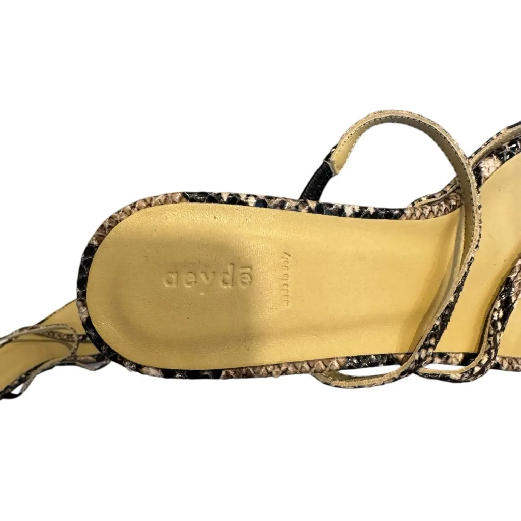 aeyde Snake‎ Print Leather Heeled Sandals 36 Tan Size 6 - Image 3