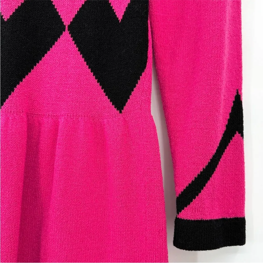 Adolfo Pink and Black Long Sleeve Dress - Image 4