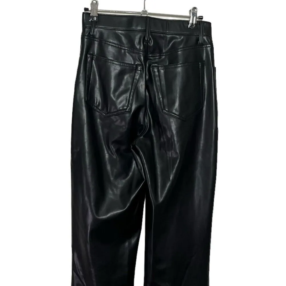 Abercrombie & Fitch 90s Straight Pants Vegan Leather Women’s Size 25 Black - Image 6