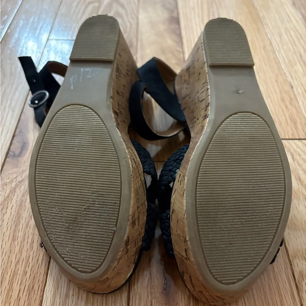 Jelly pop Panke, Black Canvas Wedge Sandal, Size 7M - Image 7