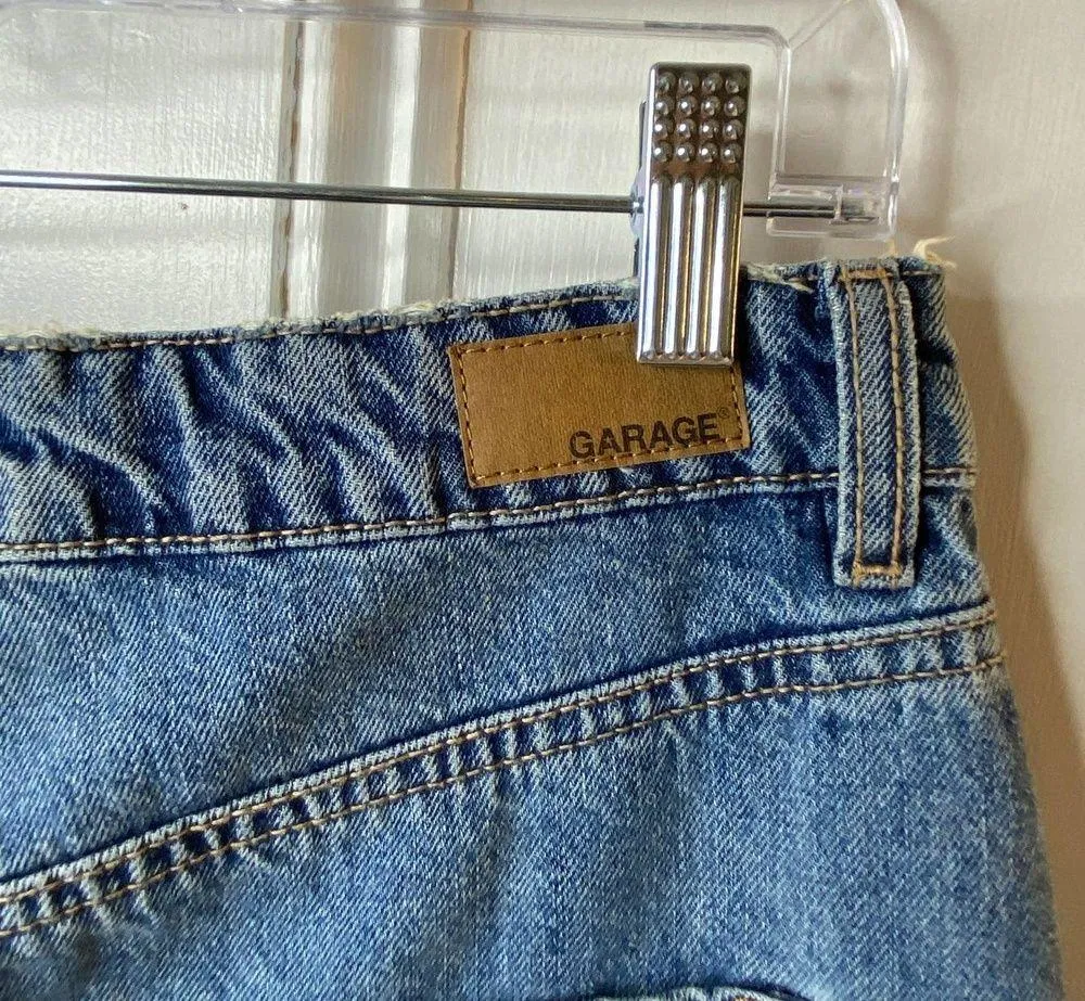 Garage Patchwork Raw Hem Denim Skirt Size Small Distressed - Image 7