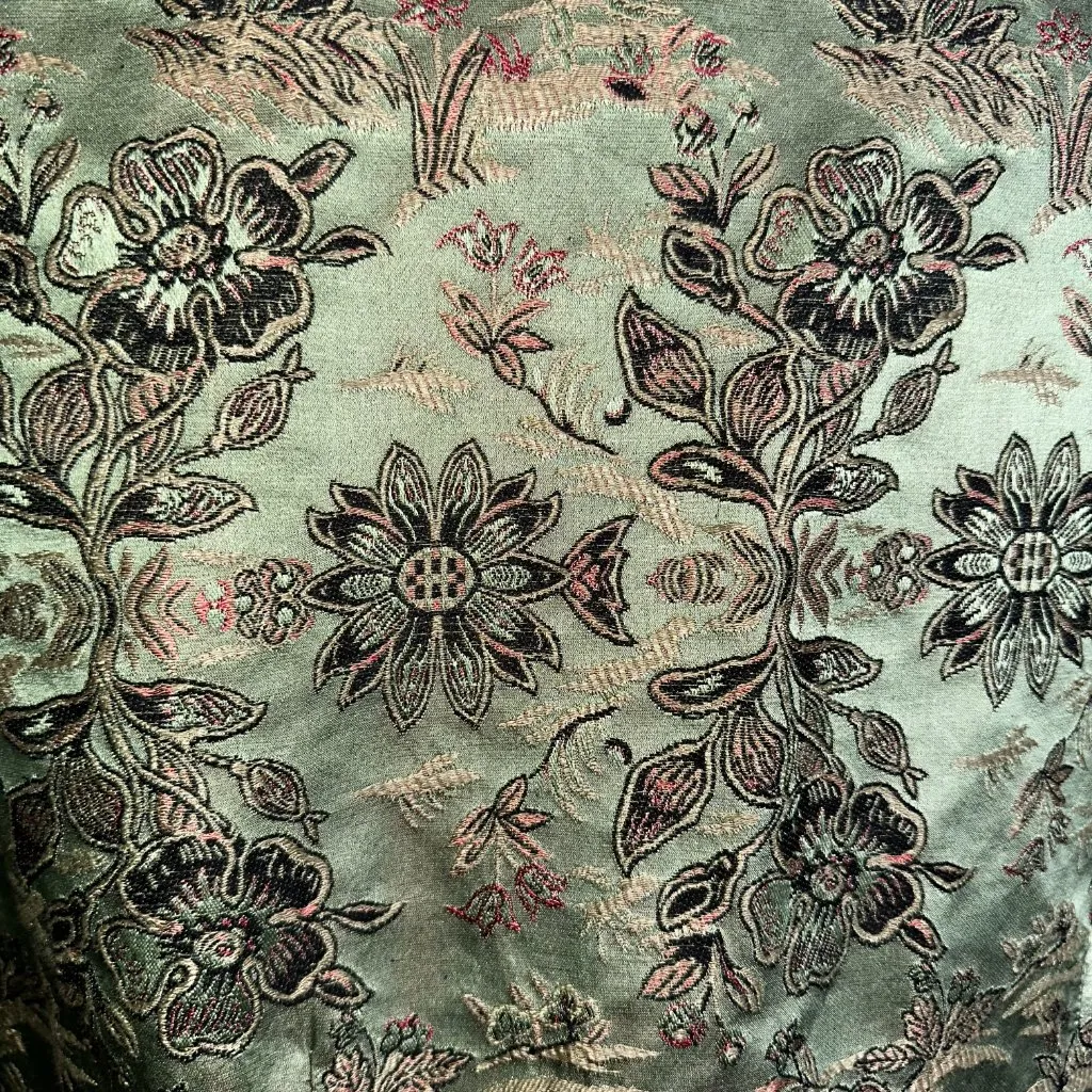 Vintage Y2K Chico's Silk Blend Brocade Jacket 8 | Green Floral Artsy Y2K Retro - Image 6