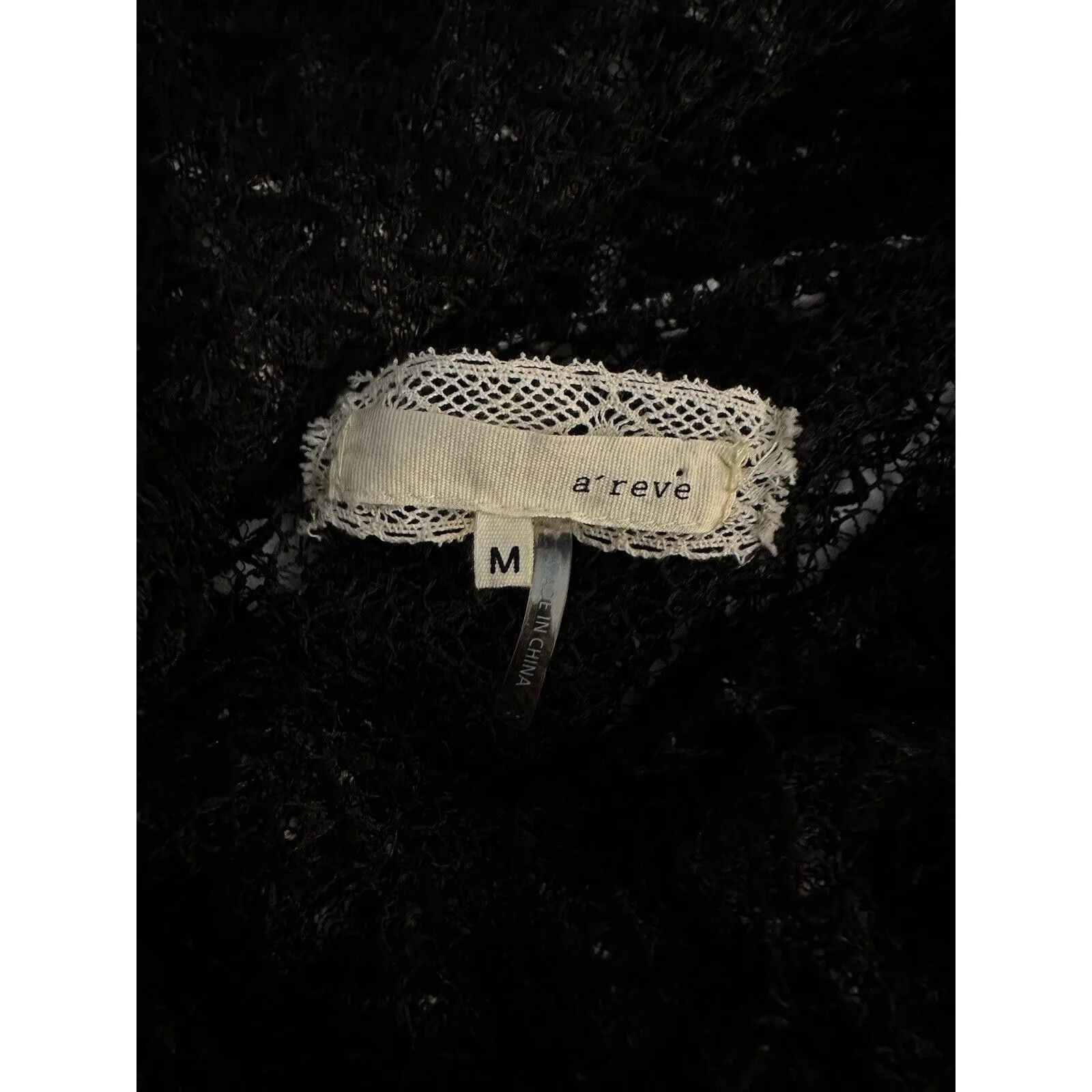 A'reve Cowlneck Sweater Black Cream Lace Tunic Medium Romantic Boho Whimsygoth - Image 5