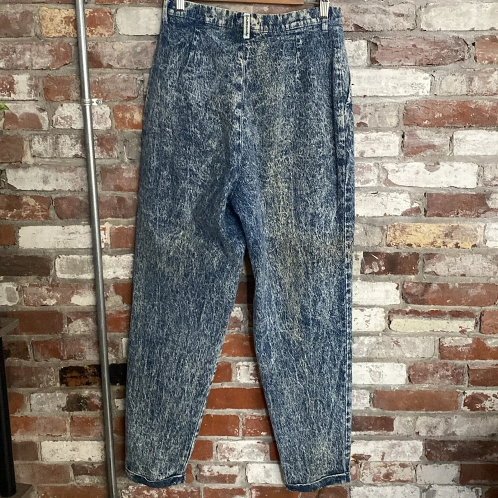 80s Chic Schooners Acid Wash Jeans Pants Pleated and Cuffed Size 12 Blue - Image 5