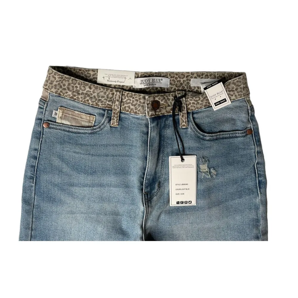 NEW Judy Blue Maya Full Size Cheetah Pocket Camo Color Block Slim Fit Size 3 - Image 2