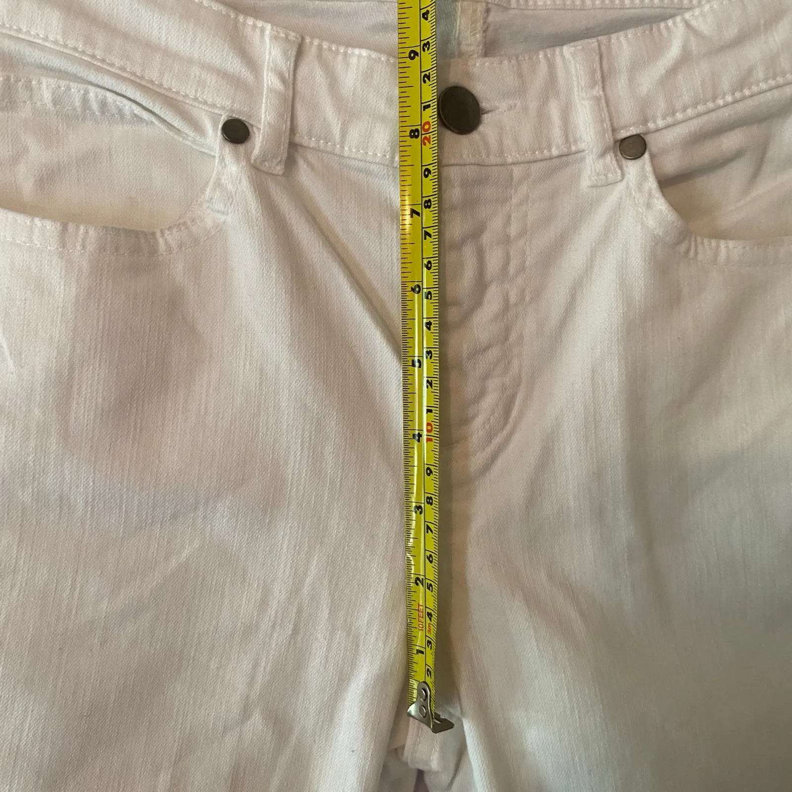 Eileen Fisher White Mid Rise Jeans Pants Straight Slim Fit Cotton Women size 4 - Image 10
